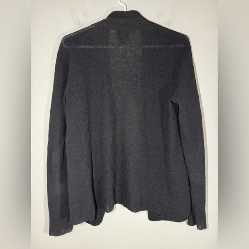 Eileen Fisher Black Open Front Italian Yarn Wool Cardigan size M